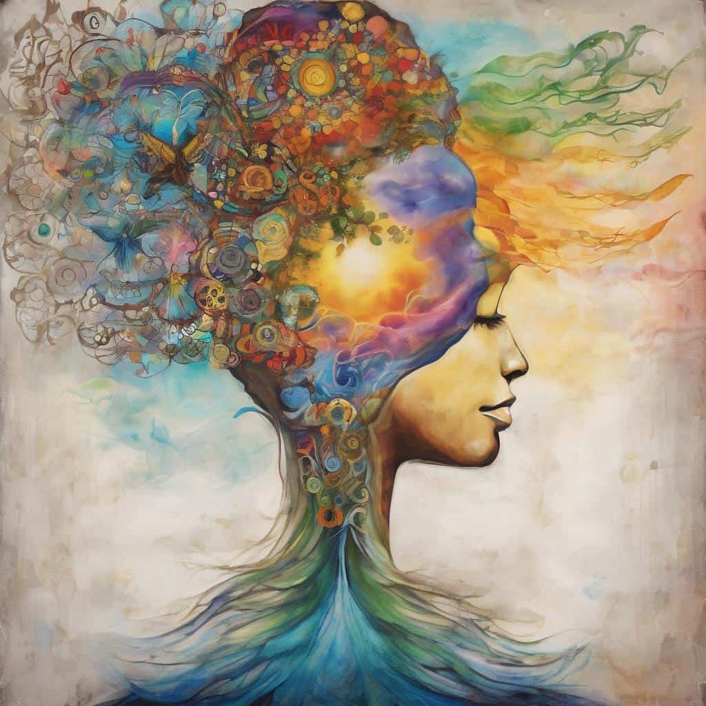 Πολύχρωμο πορτρέτο με δημιουργικότητα και αυτοβελτίωση.